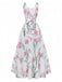 White 1930s Scoop Neck Floral Sleeveless Maxi Dress - vintage dress, retro fashion, pure white