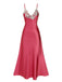 1930s Embroidered Faux Satin Strap Nightgown - vintage nightgown, retro sleepwear, elegant red