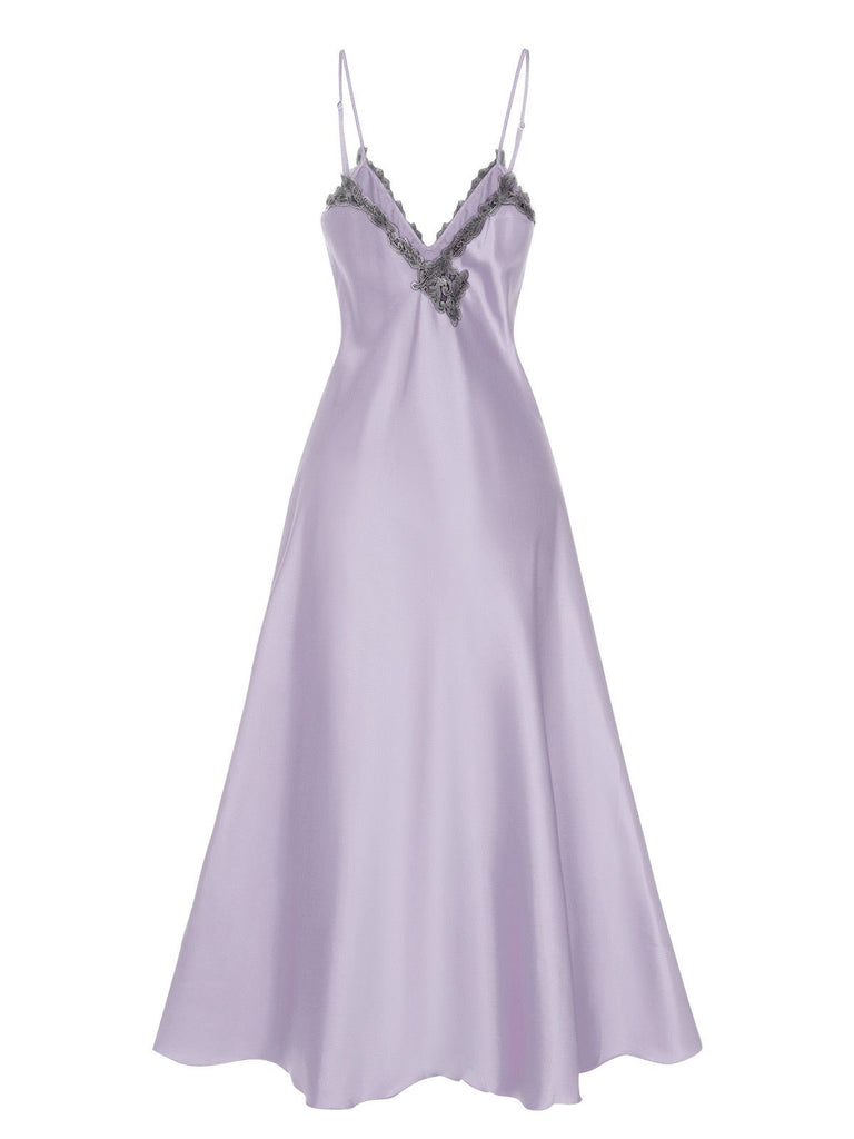 This 1930s Embroidered Faux Satin Strap Nightgown 