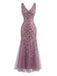 1930s Embroidery V-Neck Sleeveless Mesh Slim Dress - vintage dress, retro fashion for vintage lovers