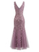 1930s Embroidery V-Neck Sleeveless Mesh Slim Dress - vintage dress, retro fashion for vintage lovers