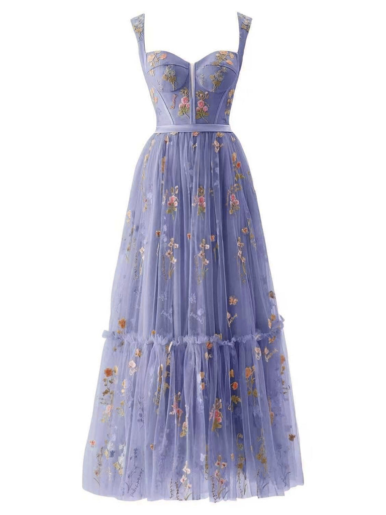 1930s Floral Mesh Boned Lace-Up Dress, classic vintage style elegant retro fashion - Image 22