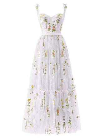1930s Floral Mesh Boned Lace-Up Dress, classic vintage style elegant retro fashion - Image 9