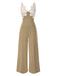 1930s Floral Patchwork V-Neck Straps Jumpsuit - vintage jumpsuit, retro fashion