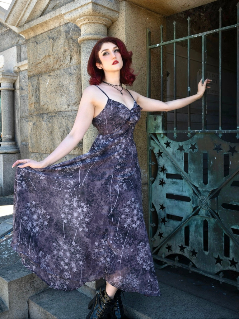 Purple 1930s Floral V-Neck Bohemian Slip Dress, vintage dress, retro fashion, floral print - perfect for women who love vintage and retro fashion
