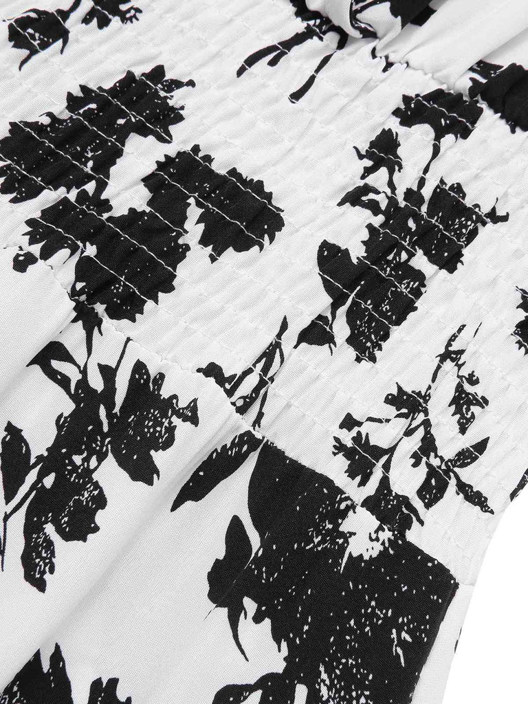 View 8: 1930s 1930s Flower Silhouette V-Neck Maxi 