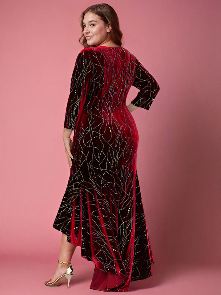 [Plus Size] 1930s Glitter Velvet Mermaid Dress, vintage dress, retro fashion - perfect for women who love vintage and retro fashion