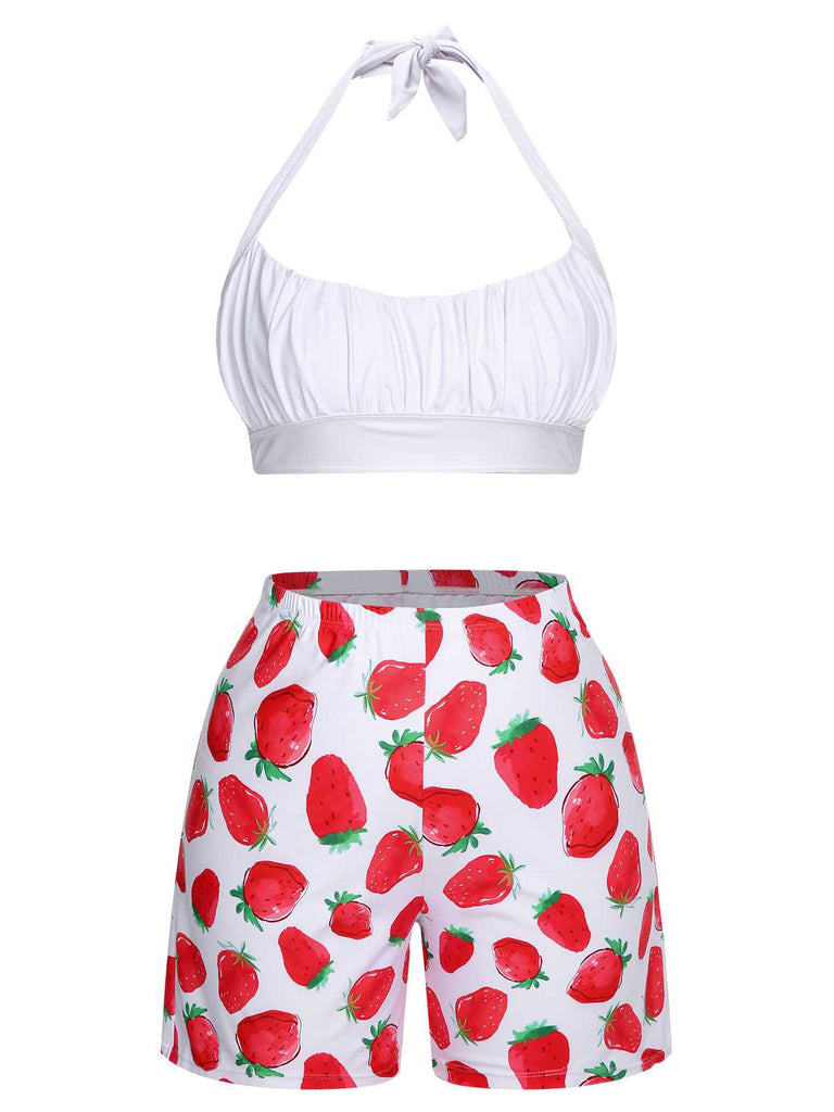 1930s Halter Strawberry Swimsuit Set - vintage swimsuit, pin-up style