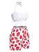 1930s Halter Strawberry Swimsuit Set - vintage swimsuit, pin-up style
