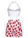1930s Halter Strawberry Swimsuit Set - vintage swimsuit, pin-up style