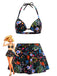1930s Floral Print High Waist Skirted Bikini Set, vintage skirt, retro style - perfect for women who love vintage and retro fashion