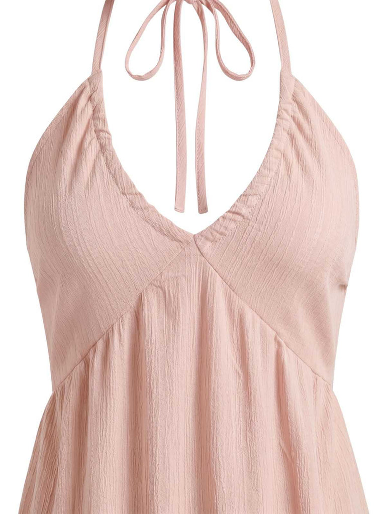 1930s Halter V-Neck Backless Solid Maxi Dress, vintage dress, retro fashion - perfect for women who love vintage and retro fashion