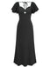 1930s Heart Neck Ruffled Sleeve Satin Dress - vintage dress, retro fashion