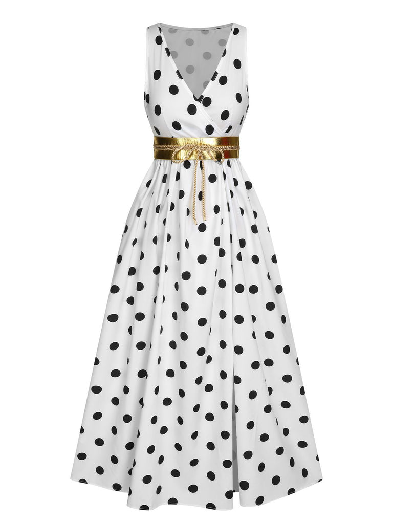 View 7: 1930s 1930s High Slit V-Neck Belted Dress, perfect for retro themed parties, vintage fashion enthusiasts and special occasions