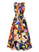 Back view: 1930s 1930s High Slit V-Neck Belted Dress, perfect for retro themed parties, vintage fashion enthusiasts and special occasions