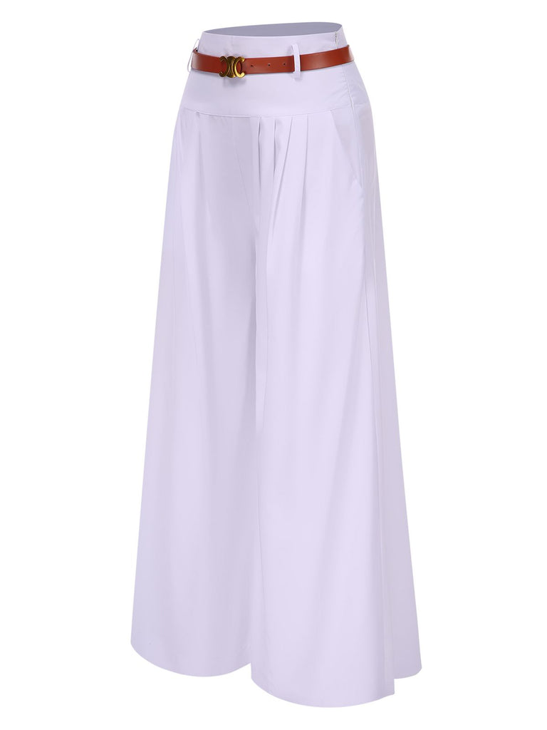 1930s High Waist Belted Wide-Leg Solid Pants: 1930s power dressing, reimagined