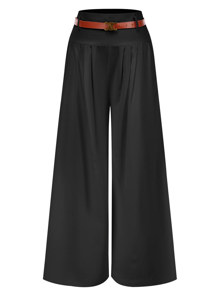 1930s High Waist Belted Wide-Leg Solid Pants — 1930s style for the woman going places