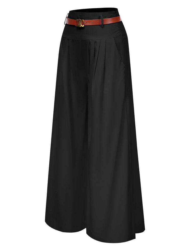 1930s High Waist Belted Wide-Leg Solid Pants — 1930s confidence tailored for her stride