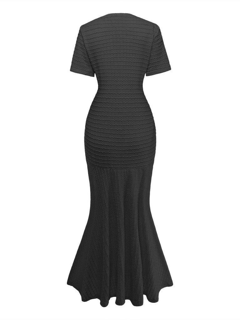 1930s Hollow Out Plaid Mermaid Dress - vintage dress, retro fashion for vintage lovers