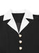 Black & White 1930s Notched Collar Buttoned Jumpsuit - vintage jumpsuit, retro fashion, classic black