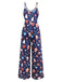 Blue 1930s Christmas Elements Printed Straps Jumpsuit - vintage jumpsuit, retro fashion