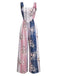 1930s Floral Colorblock High-Rise Suspender Jumpsuit - vintage jumpsuit, retro fashion