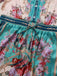 Green 1930s Symmetrical Floral Shirt Collar Jumpsuit - vintage jumpsuit, retro fashion