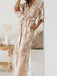 Khaki 1930s Geometric Printed Half Sleeves Lapel Jumpsuit - vintage jumpsuit, retro fashion
