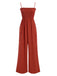 Red 1930s Spaghetti Strap Pleated Ruffles Solid Jumpsuit - vintage jumpsuit, retro fashion, elegant red
