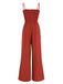 Red 1930s Spaghetti Strap Pleated Ruffles Solid Jumpsuit - vintage jumpsuit, retro fashion, elegant red