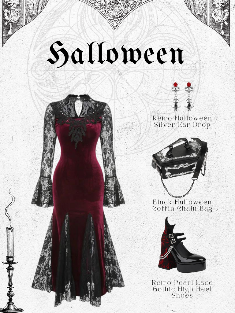 She slips into this 1930s Lace Long Sleeve Fishtail Dress and suddenly it's a 1930s daydream