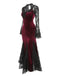 Back view: 1930s 1930s Lace Long Sleeve Fishtail Dress, perfect for retro themed parties, vintage fashion enthusiasts and special occasions