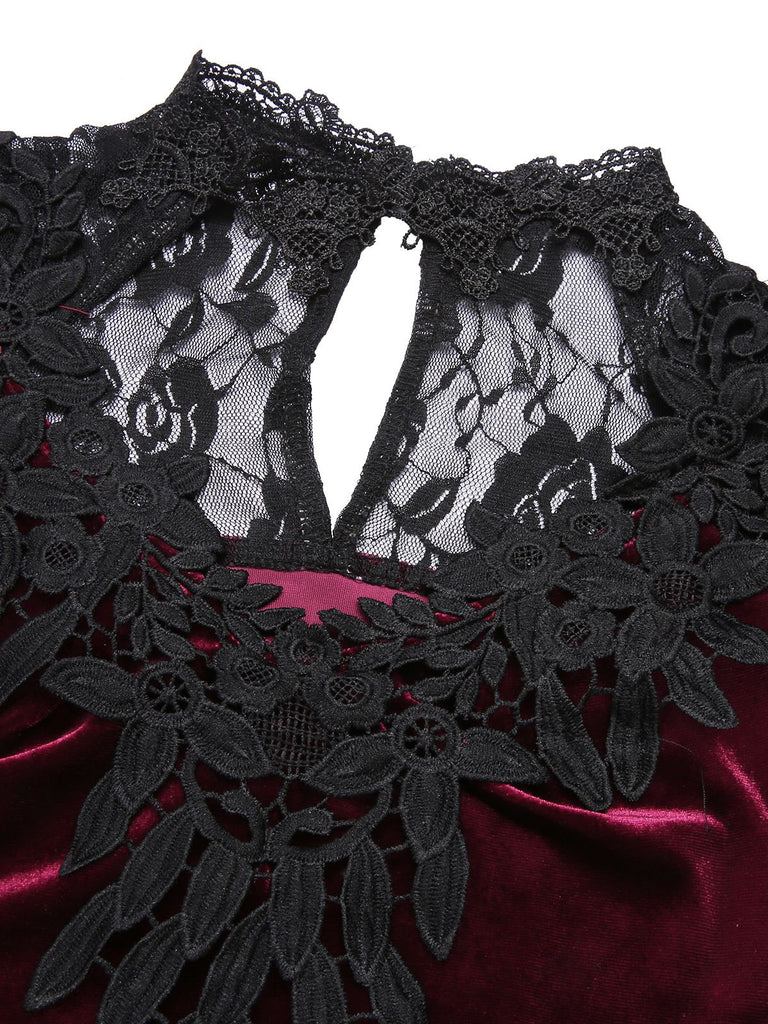 Fabric texture: 1930s 1930s Lace Long Sleeve Fishtail Dress, perfect for retro themed parties, vintage fashion enthusiasts and special occasions