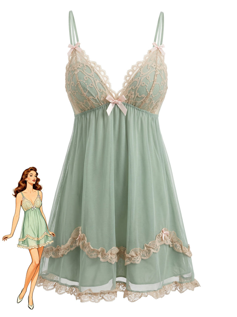 Green 1930s Vintage Retro Nightgown