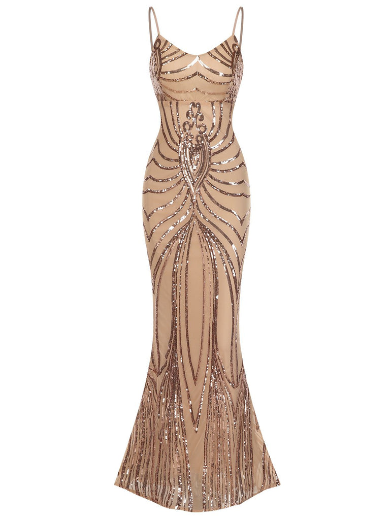 1930s Lace-Up Backless Sequined Maxi Dress, vintage dress, retro fashion, lace detail - perfect for women who love vintage and retro fashion