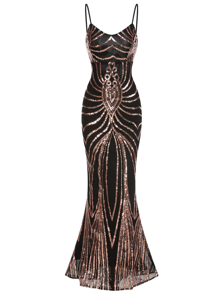 1930s Lace-Up Backless Sequined Maxi Dress, vintage dress, retro fashion, lace detail - perfect for women who love vintage and retro fashion