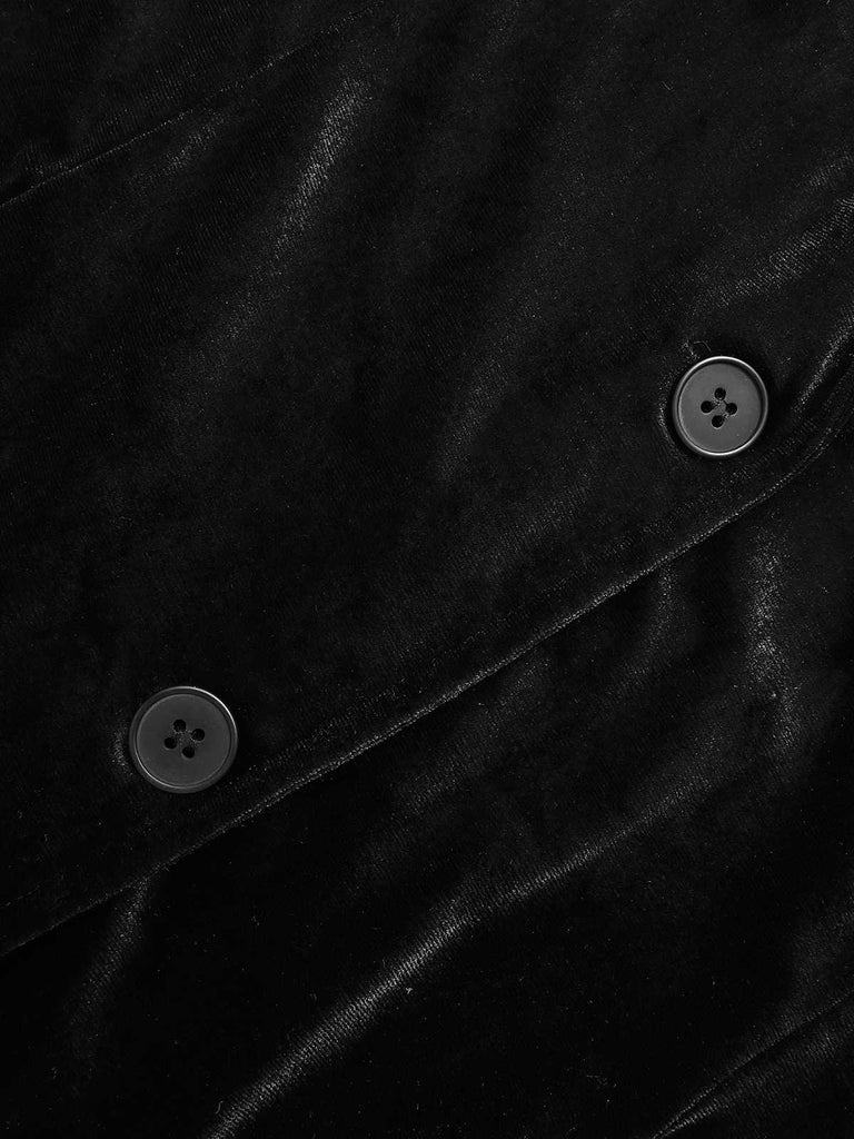 1930s Lapel Pocketed Velvet Solid Coat - vintage fashion, retro style