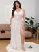 1930s Mesh Lace Suspenders Slit Nightgown - vintage nightgown, retro sleepwear