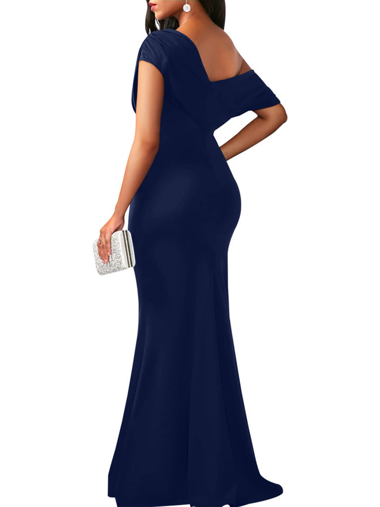 1930s Off-Shoulder Bodycon Maxi Dress - vintage dress, retro fashion