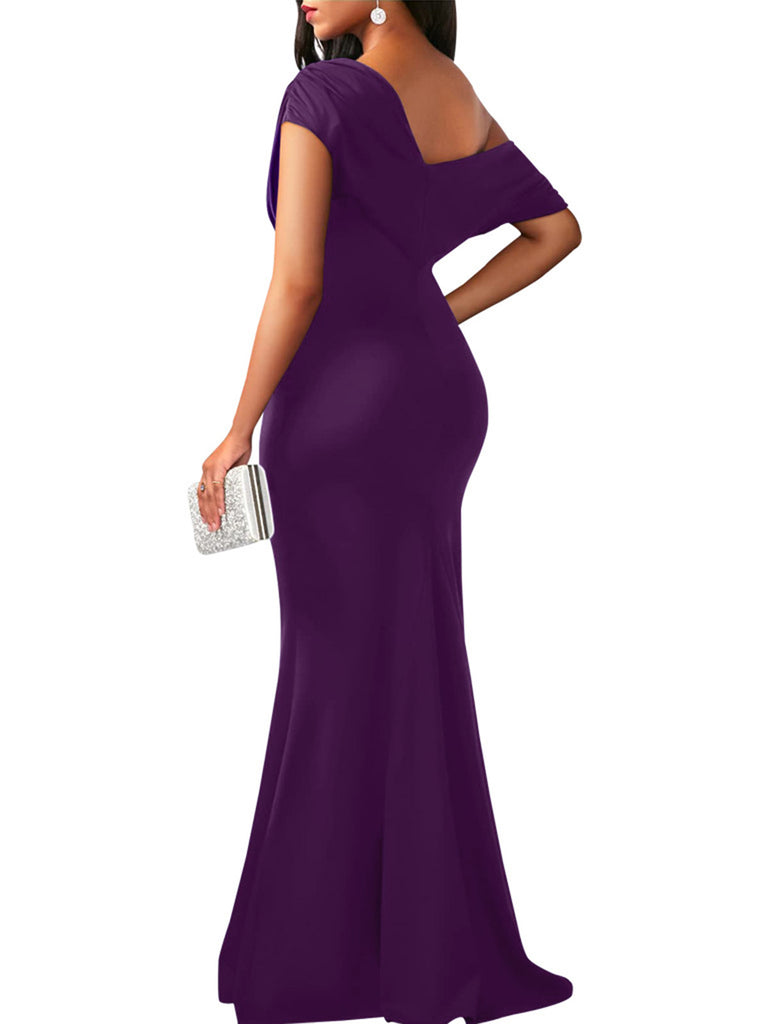 1930s Off-Shoulder Bodycon Maxi Dress - vintage dress, retro fashion