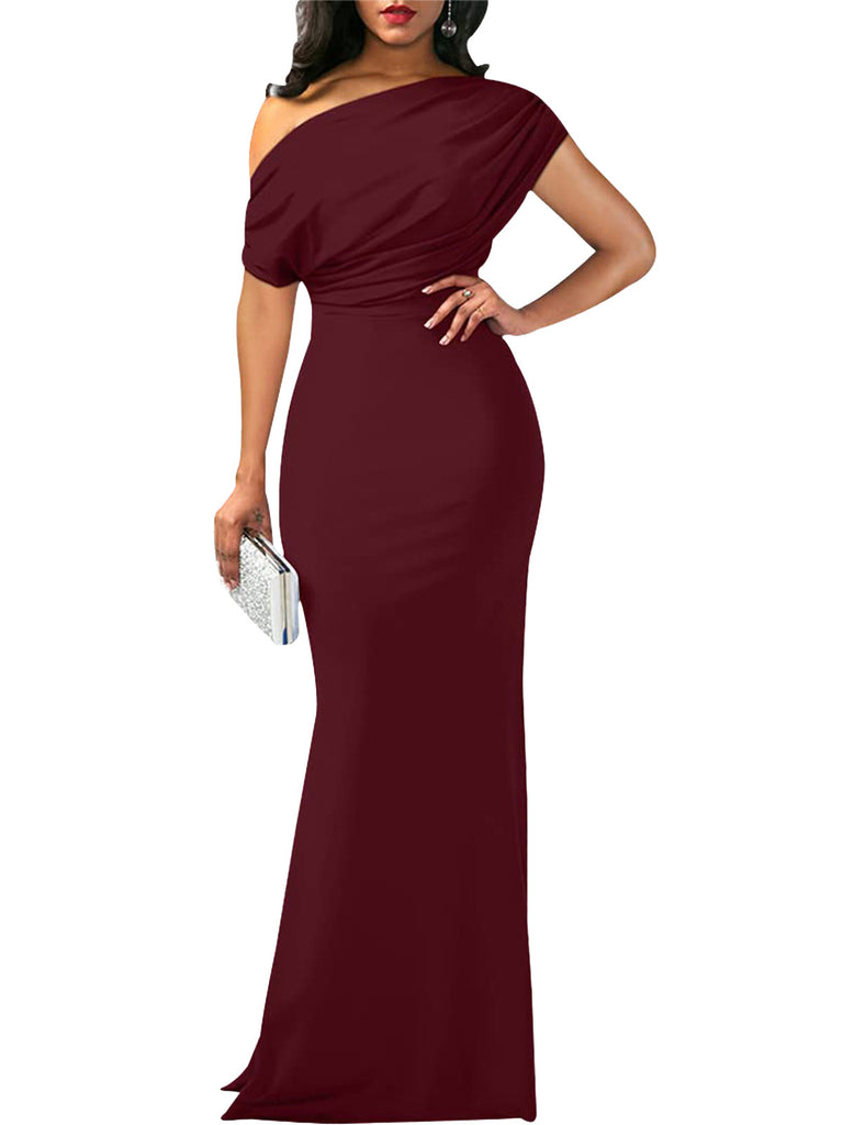 1930s Off-Shoulder Bodycon Maxi Dress - vintage dress, retro fashion