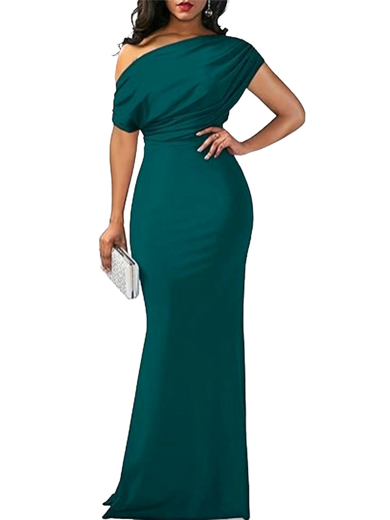 1930s Off-Shoulder Bodycon Maxi Dress - vintage dress, retro fashion