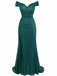 1930s Off-Shoulder Glitter Slit Maxi Dress - vintage dress, retro fashion
