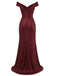 1930s Off-Shoulder Glitter Slit Maxi Dress - vintage dress, retro fashion
