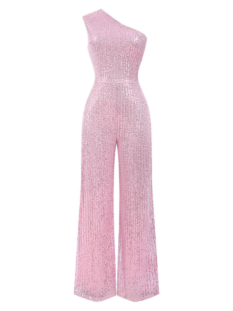 1930s One Shoulder Glitter Solid Jumpsuit, vintage romper, retro jumpsuit - perfect for women who love vintage and retro fashion