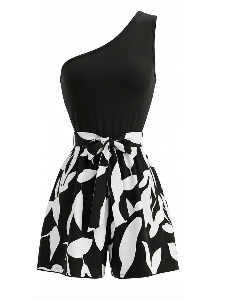 1930s Off Shoulder Sleeveless Belted Romper 5