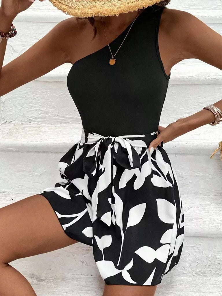1930s Off Shoulder Sleeveless Belted Romper 5