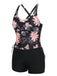 Side view: 1930s 1930s Pink Floral Lace-Up Tankini, perfect for retro themed parties, vintage fashion enthusiasts and special occasions