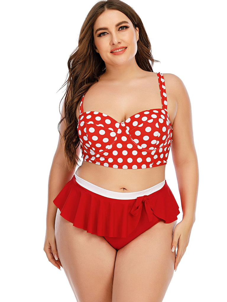 1930s Polka Dot Suspender Swimsuit Set — 1930s poolside glamour meets sun-drenched confidence