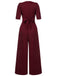 She finds her 1930s story in this 1930s Puff Short Sleeve Wide Leg Jumpsuit